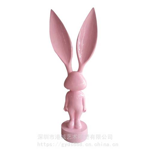 出口卡通小白兔雕塑玻璃钢制品 立体纤维树脂兔子公仔雕塑